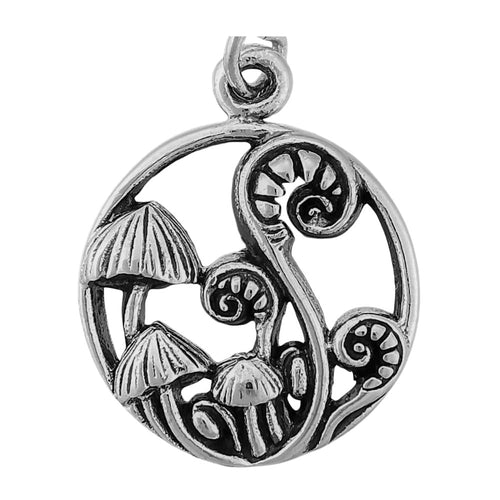 Sterling Silver Woodland Elegance: Enchanting Fiddlehead Fern Circle Pendant for Cottage Core Charm