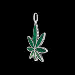 Cannabis Leaf Pendant inlaid with Green Malachite