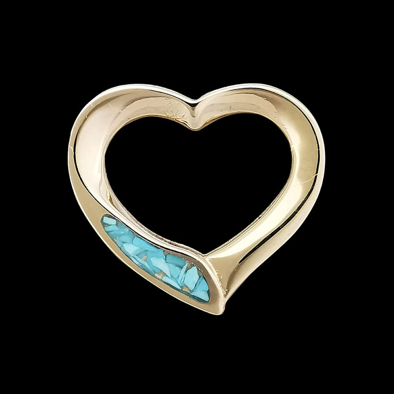 Gold Heart Pendant, 14kt Gold Heart, Gold and Turquoise Heart Pendant