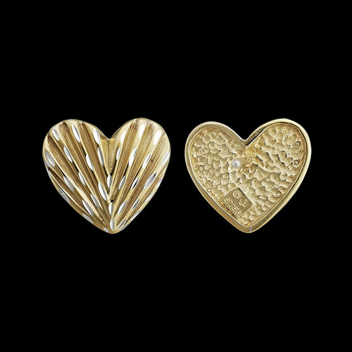 925 Sterling Silver Gold Plated Earrings, Heart Earrings, Gold Heart Earrings, Heart Post Earrings