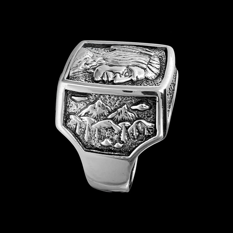 Navajo Chief Mountain Ring • 925 Sterling Silver • Native American Jewelry