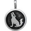 Sterling Silver Round Howling Wolf Pendant