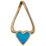 Gold Heart Pendant, 14kt Gold Heart, Gold and Turquoise Heart Pendant