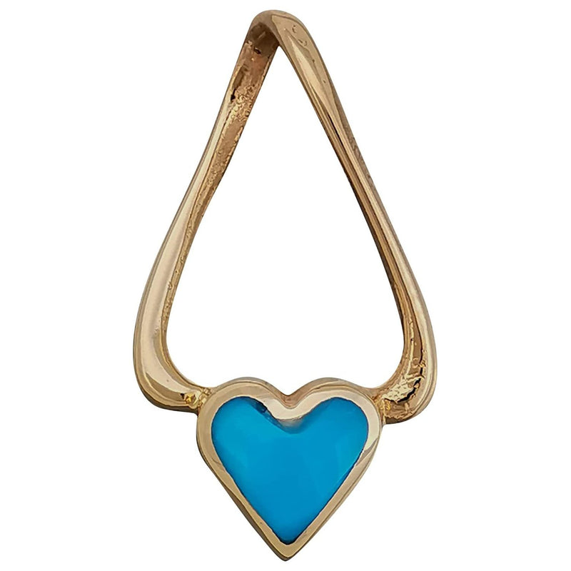 Gold Heart Pendant, 14kt Gold Heart, Gold and Turquoise Heart Pendant