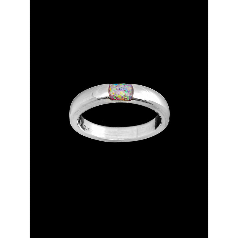 925 Sterling Silver Opal Engagement Ring • Violet Fire Opal • Native American Handcrafted