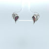 925 Sterling Silver Stud Earrings, Small Half Filled Heart Stud Post, Pink Opal