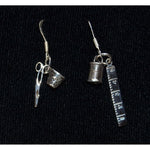 Sterling Silver Sewing Seamstress dangle earrings