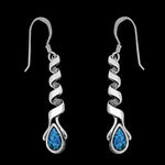 925 Sterling Silver and Turquoise Spiral Teardrop Dangle Earrings