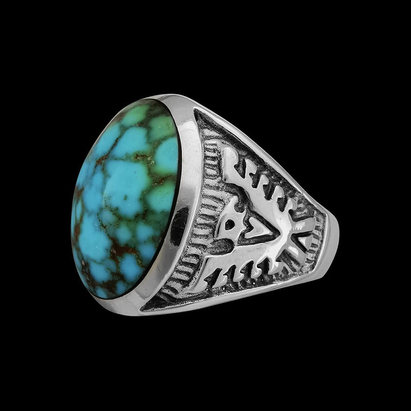 Sierra Nevada Turquoise Ring, Thunderbird Ring, 925 Sterling Silver Ring, Navajo Ring, Native American Handmade Jewelry, Turquoise Ring