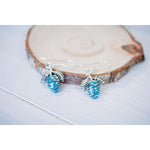 Sterling Silver Pine Cone Earrings inlaid with Turquoise