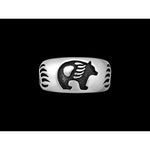 Grizzly Bear and Bear Paws Ring • Sterling Silver • Engraved • 925 • Navajo Native American
