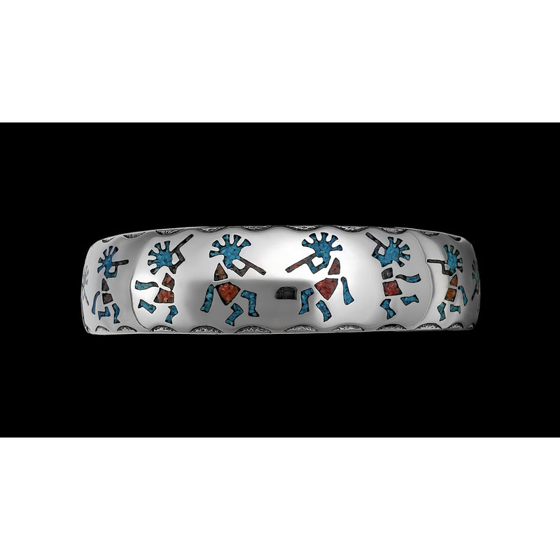 Kokopelli Bracelet • 925 Sterling Silver Cuff • Kachina Dancer •Navajo Jewelry