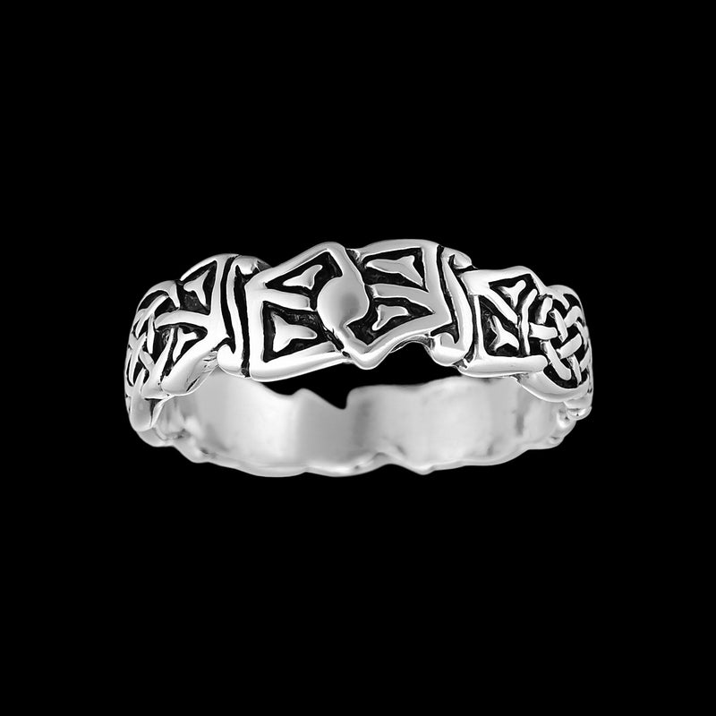 Size 5 -925 Sterling Silver Band Style Ring, Celtic Tribal Ring