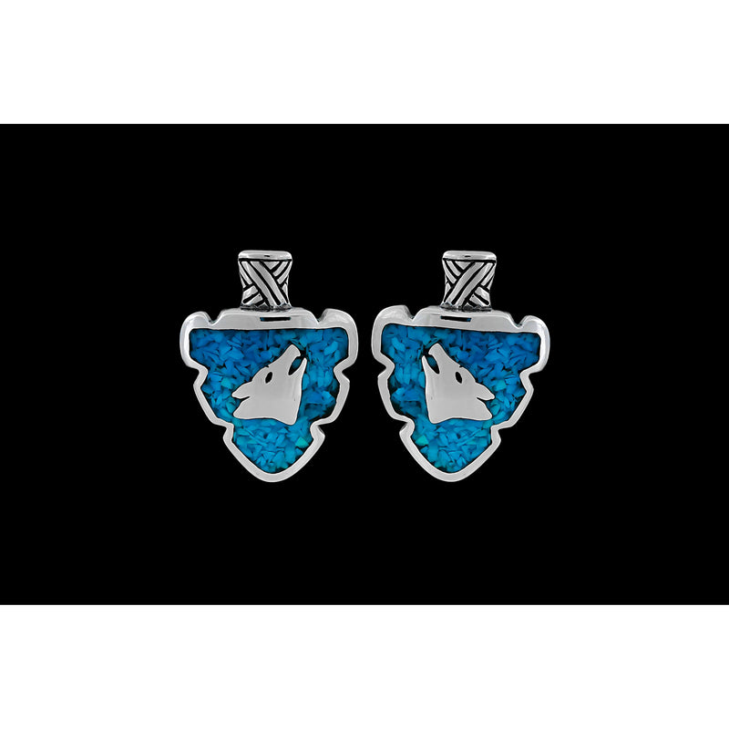 Arrowhead Wolf Earrings • 925 Sterling Silver • Southwestern Style