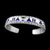 Size 6-3/4 Wrist - 925 Sterling Silver Lapis Lazuli Storyteller Cuff Bracelet, Detailed End of Trail Design, Handcrafted Silver Jewelry, Handmade Bangle Bracelet