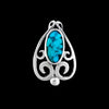Sterling Silver and Turquoise Damask Teardrop Oval Pendant