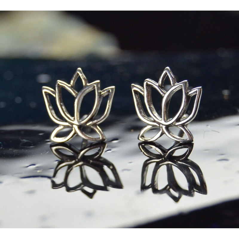 Sterling Silver Lotus Blossom stud post earrings