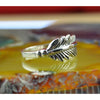 Sterling silver feather band ring in sizes 6, 7, 8, 9