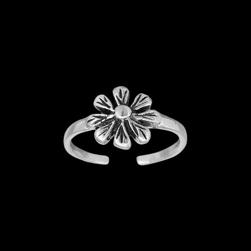 925 Sterling Silver Adjustable Toe Ring with Cute Daisy Flower