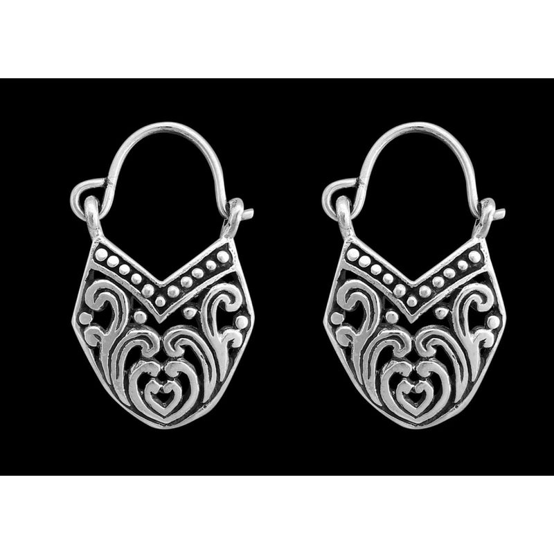 925 Sterling Silver Bali Earrings, Jhumka Earrings, Sanskrit Jewelry, Indonesia Earrings