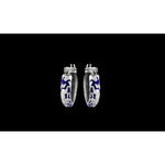 925 Sterling SIlver Fluting Kokopelli Hoop Earrings inlaid with Lapis Lazuli