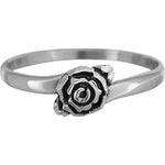 Sterling Silver Diamond Cut Tiny Rose Ring