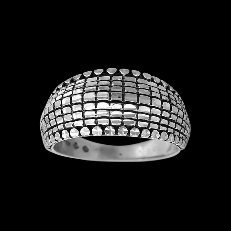 Sterling Silver Diamond Cut Checkerboard Ring