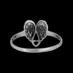 Sterling silver ring with heart surrounded by Angel wings