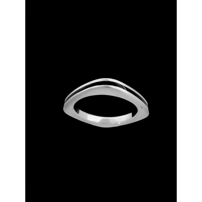 Square Band Ring • 925 Sterling Silver • Navajo Artisan Craftsmanship • Black