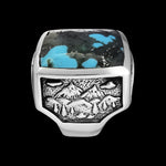 Mountain Ring • 925 Sterling Silver • Morenci Turquoise • Size 8 • Navajo Handmade