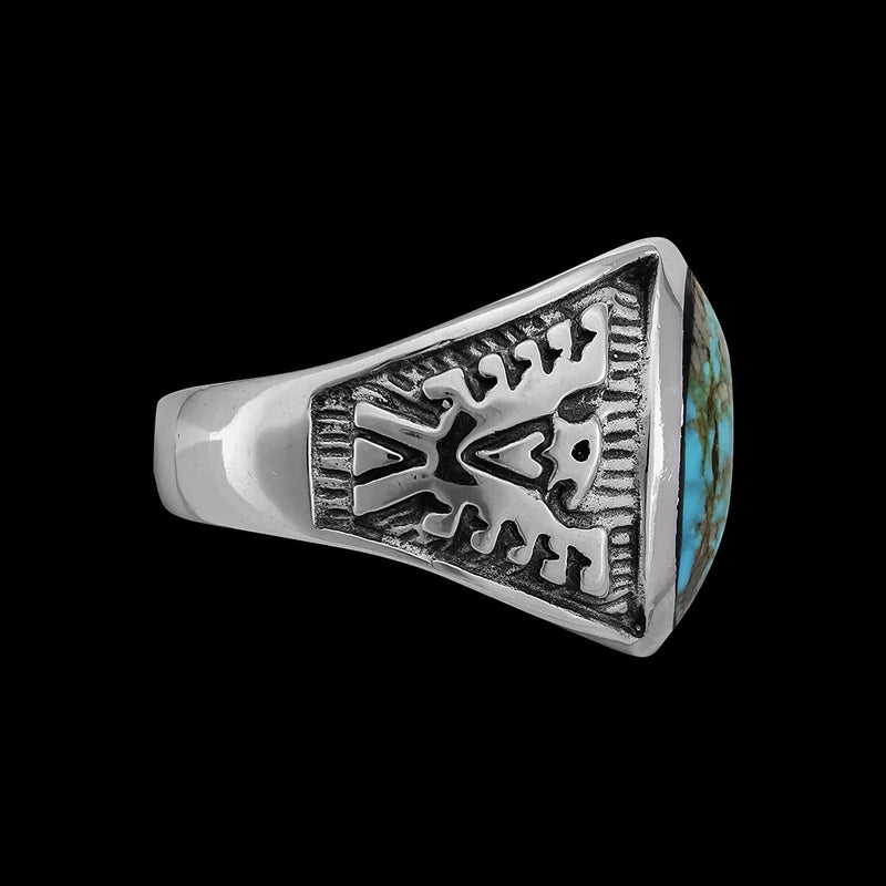 Sierra Nevada Turquoise Ring, Thunderbird Ring, 925 Sterling Silver Ring, Navajo Ring, Native American Handmade Jewelry, Turquoise Ring