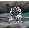 Elegant Sterling Silver Adjustable Lotus Flower Ring - Captivating Beauty and Grace