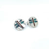 925 Sterling Silver Round Dragonfly Stud Earrings inlaid Red and Blue Opal