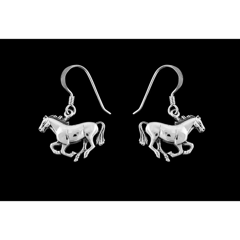 925 Sterling Silver Horse Earrings • Navajo Handcrafted • Equestrian Jewelry