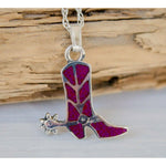 Southwestern Sterling Silver & Sugalite Chipe Cowboy Boot Pendant