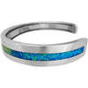 925 Sterling Silver Rainbow Opal Cuff Bracelet, Single Band of Inlay, Handmade Gemstone Jewelry (Medium)