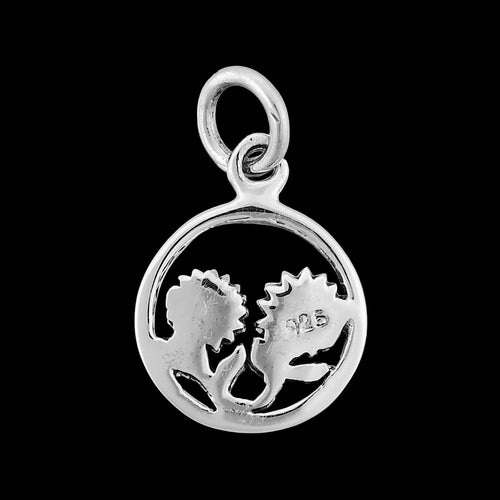 925 Sterling Silver Two Best Friend Sunflowers Tiny Pendant