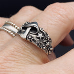 925 Sterling Silver Cosmic Mushroom Ring, Handmade Silver Toadstool Ring