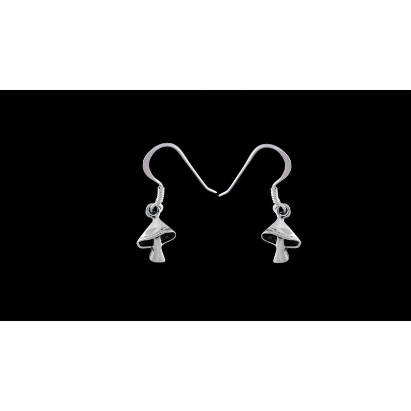 Sterling Silver Toadstool Mushroom Dangle Earrings - Unique and Whimsical