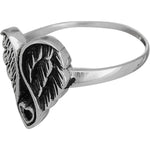 Sterling silver ring with heart surrounded by Angel wings