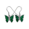 925 Sterling Silver Malachite Wide Butterfly Dangle Earrings, Handmade Gemstone Jewelry, Southwestern Insect Design