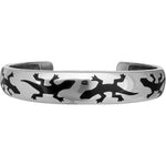 Size 6-7/8 Wrist - 925 Sterling Silver Black Resin Gecko Cuff Bracelet, Southwestern Reptile Design, Handcrafted Silver Nature Jewelry, Handmade Animal Bangle Bracelet