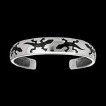 Size 6-7/8 Wrist - 925 Sterling Silver Black Resin Gecko Cuff Bracelet, Southwestern Reptile Design, Handcrafted Silver Nature Jewelry, Handmade Animal Bangle Bracelet