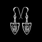 Arrowhead Earrings • 925 Sterling Silver • Wolf Design • Howling Wolves • Native American Inspired