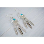 925 Silver Dreamcatcher Earrings • Turquoise Feather • Native American