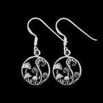 925 Sterling Silver Toadstool and Fiddlehead Fern dangle and drop earrings