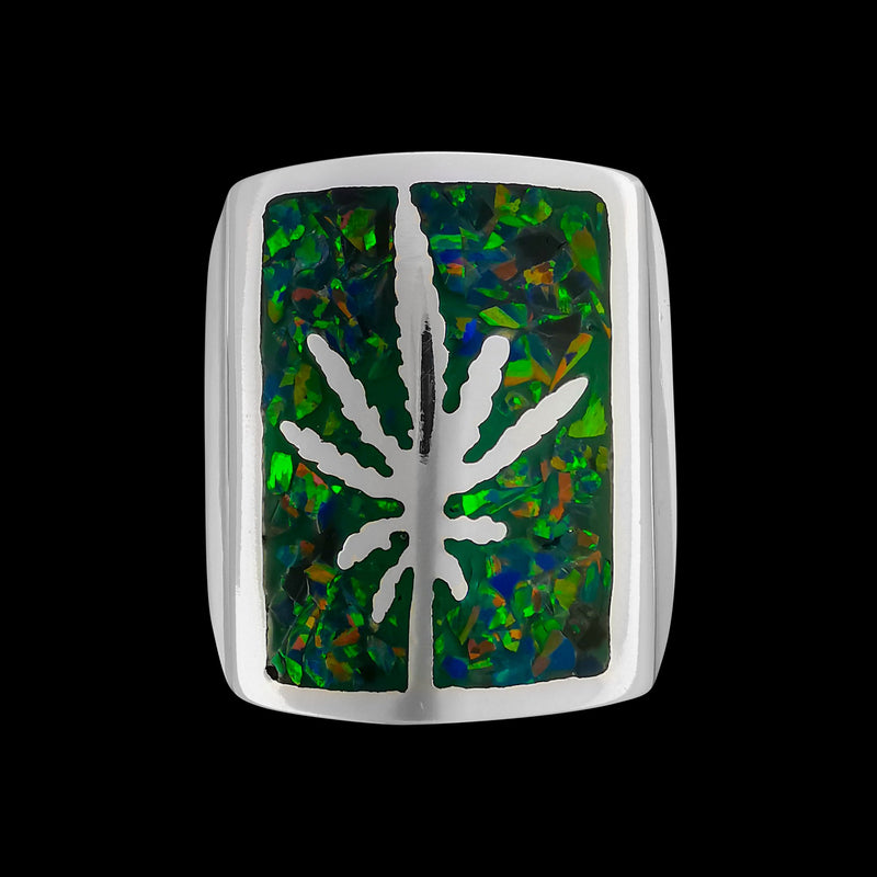 Mary Jane Ring, 925 Sterling Silver Ring, Green Opal Cannabis Ring, Pot Leaf Ring, Pot Leaf Jewelry, Marijuana Ring