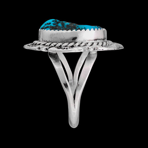 Navajo Turquoise Ring • 925 Sterling Silver • Handmade by Benjamin Martinez • Size 8