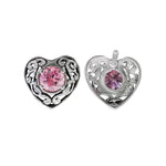 925 Sterling Silver Heart Earrings, Cubic Zirconia Earrings, Pink Earrings, Diamond Heart Earrings