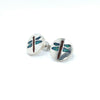 925 Sterling Silver Round Dragonfly Stud Earrings inlaid Red and Blue Opal